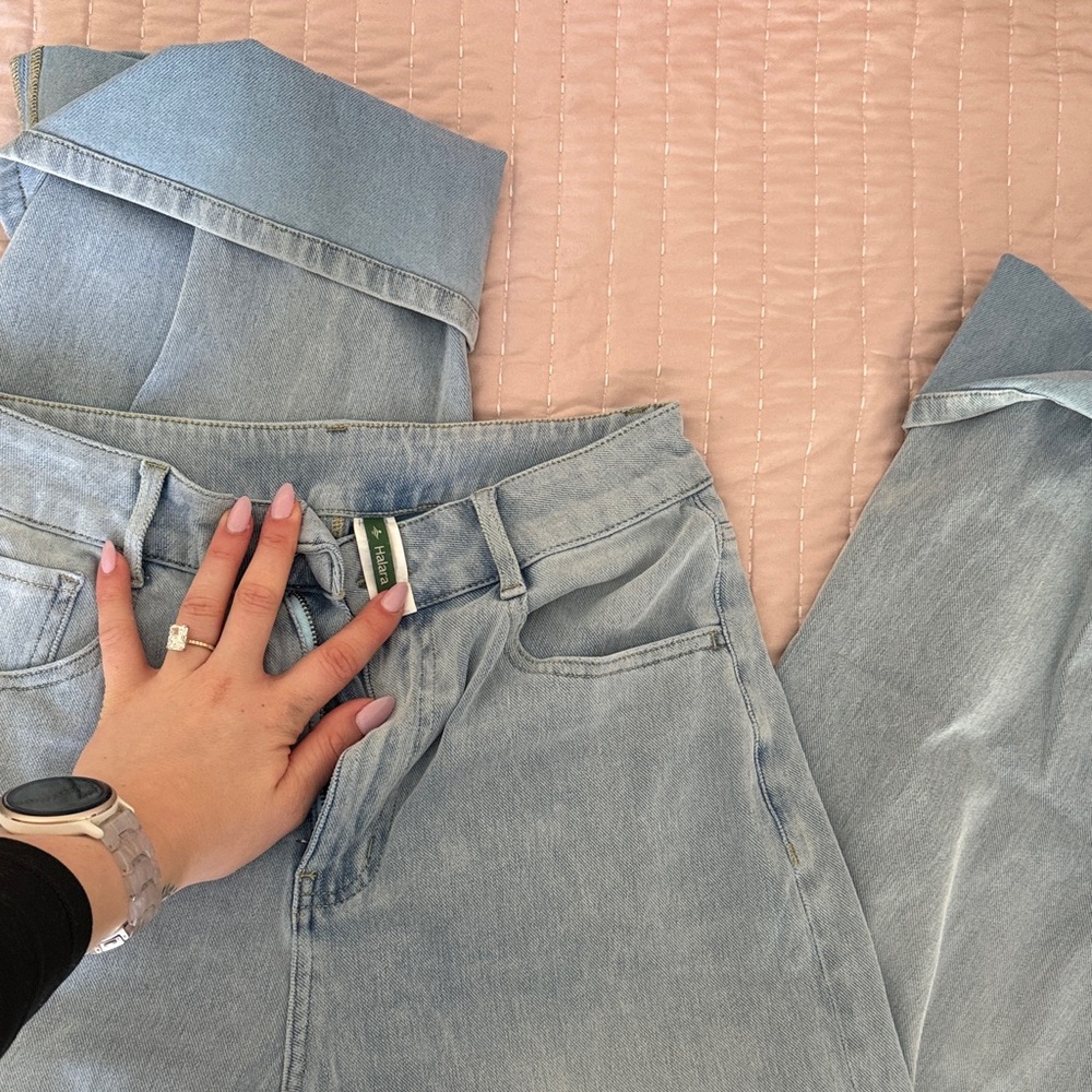 HALARA Light Blue Wide-Leg Flare Jeans